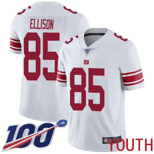 Youth New York Giants 85 Rhett Ellison White Vapor Untouchable Limited Player 100th Season Football NFL Jersey